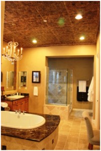 Bathroom with tin tile ceiling